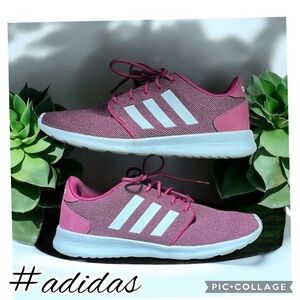 Adidas Cloudfoam Burgundy Sneakers with White Stripes size 8.5 excellent cond.